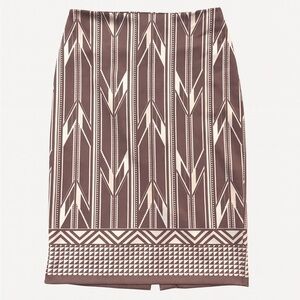 New York & Company Geometric Mauve Border Pencil Midi Modest Skirt Size 6